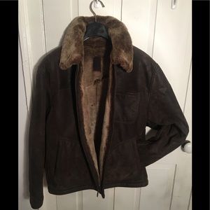 Distressed Leather Bomber Jacket